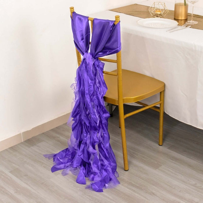 Purple chair sash draped elegantly over a gold chair.