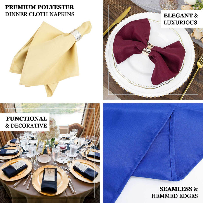 Elegant and luxurious premium polyester dinner cloth napkins in various colors and styles.