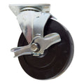 5" x 1-1/4" Soft Rubber Wheel Swivel Caster W/ Brake - Durable Superior Casters