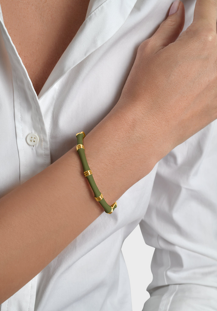 Anabel Aram Bamboo Enameled Hinged Bangle