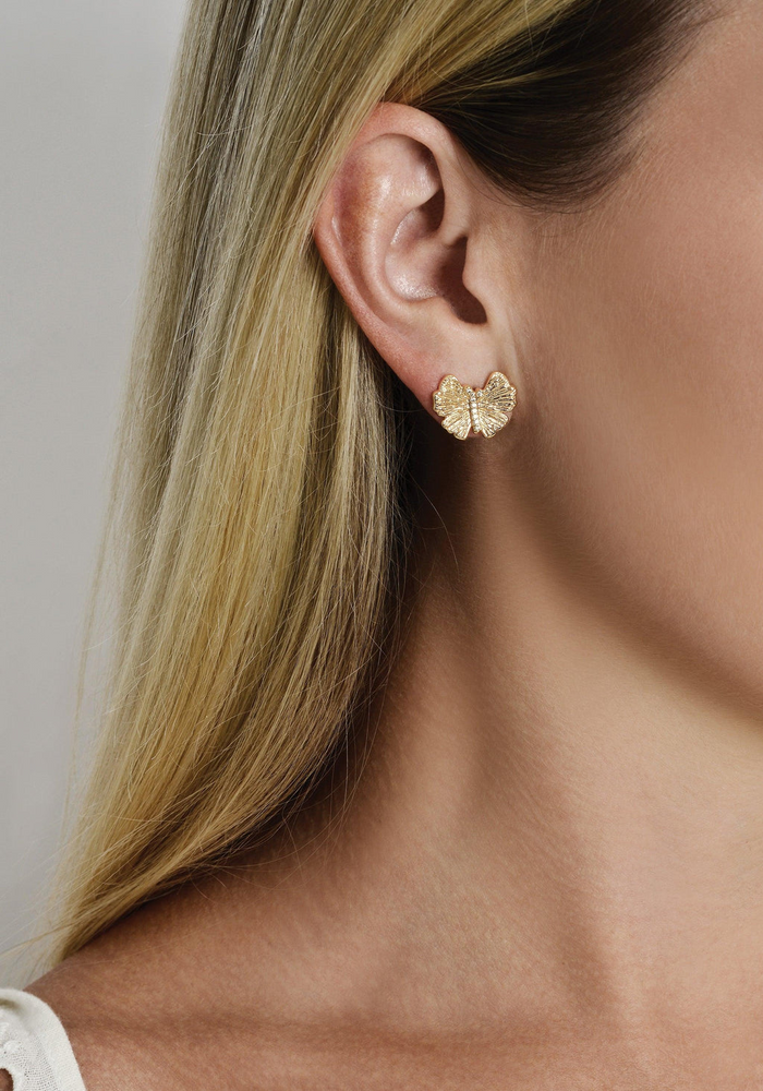 Anabel Aram Butterfly Stud Gold Earrings