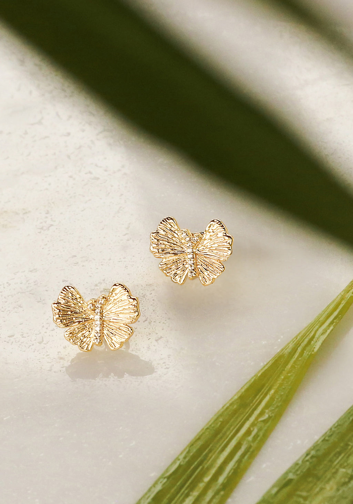 Anabel Aram Butterfly Stud Gold Earrings