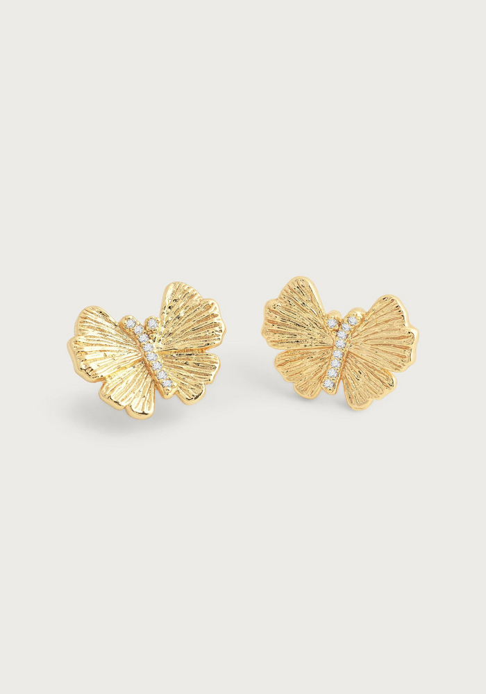 Anabel Aram Butterfly Stud Gold Earrings