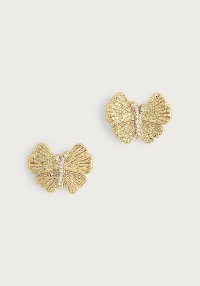Anabel Aram Butterfly Stud Gold Earrings