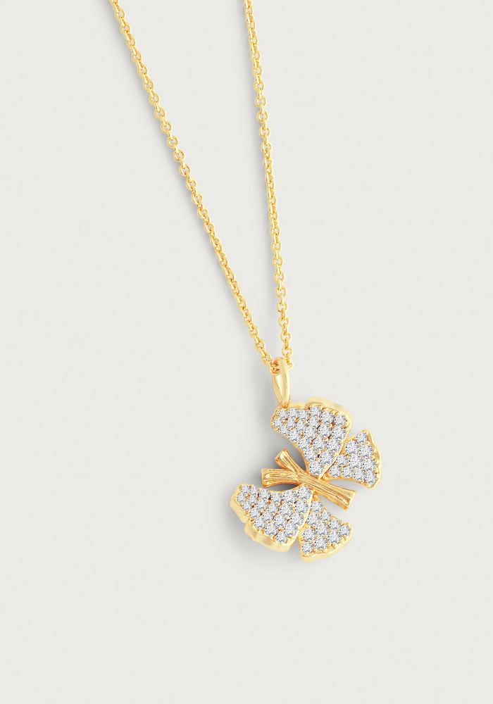 Anabel Aram Butterfly White Pavé Small Necklace