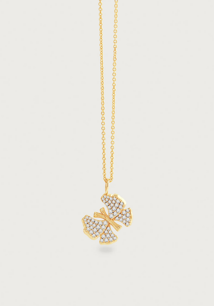 Anabel Aram Butterfly White Pavé Small Necklace