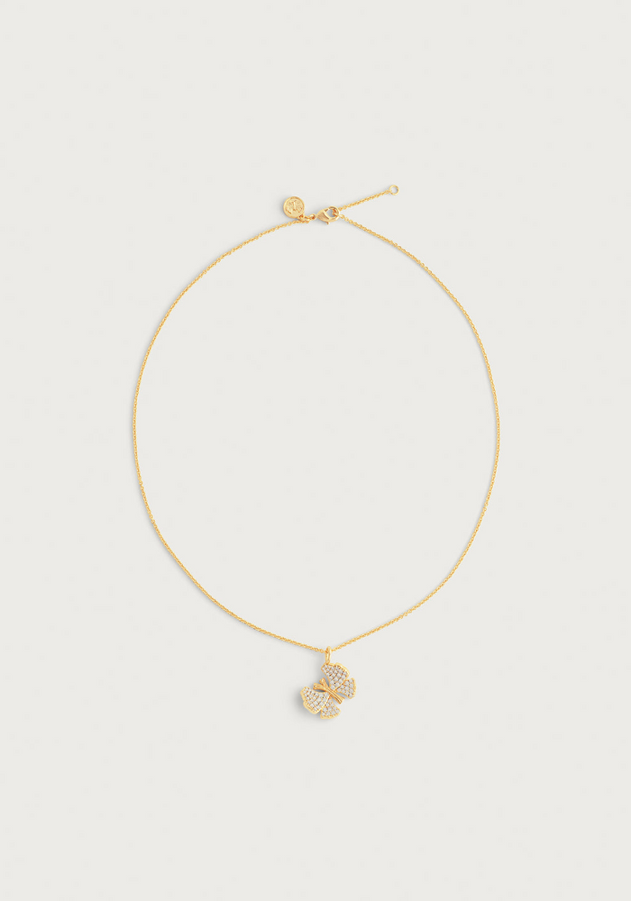 Anabel Aram Butterfly White Pavé Small Necklace