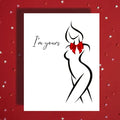 Anniversary I'm Yours Sexy Card, Flirty Silhouette Bow, Romantic Valentine's Card