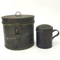 Antique 19th Century Sugar Tin Canister and Shaker Muffineer Early Kitchen Tinware
