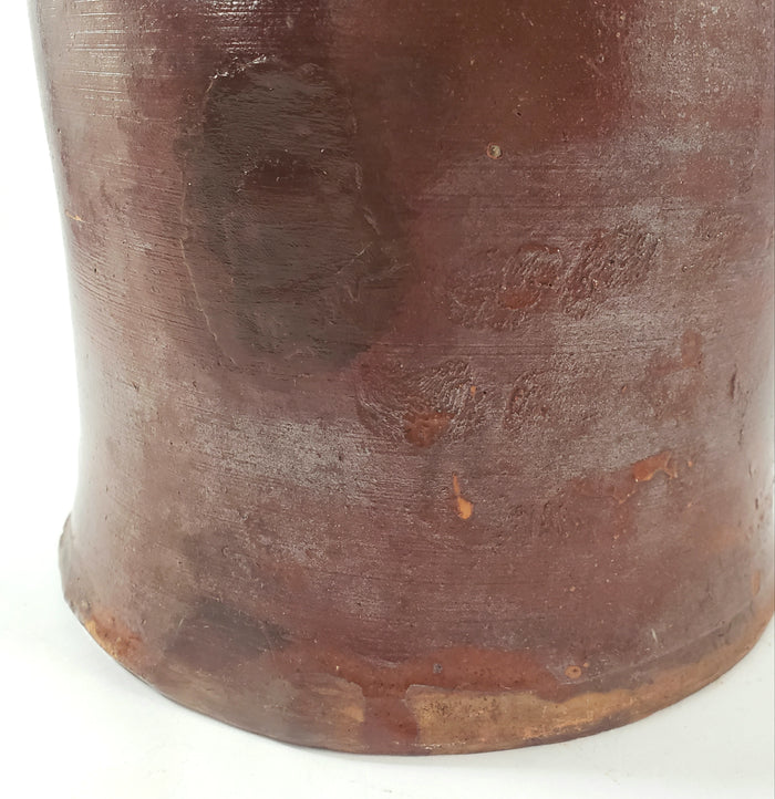 Antique American Glazed Redware Preserve Jar 2 Quart Reddish-Brown