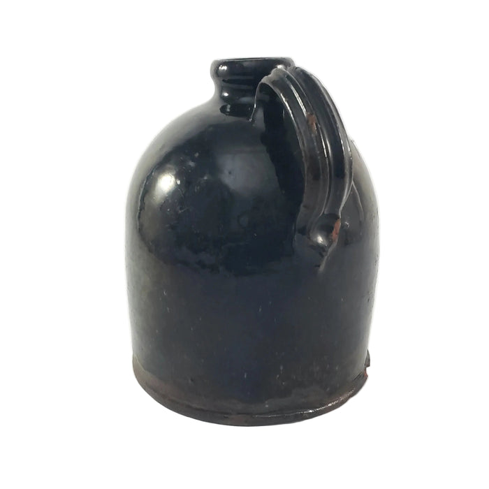 Antique American Redware Small Dark Brown Glazed Jug 1 Quart