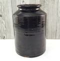 Antique Dark Brown Glazed Redware Jar 8 1/4"
