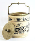 Antique English Biscuit Barrel Blue Floral on Ivory
