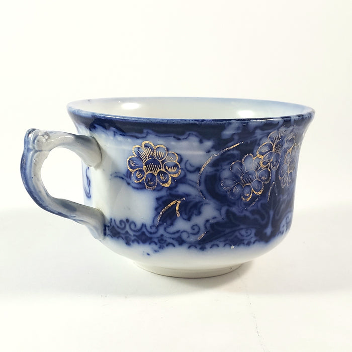 Antique English Flow Blue Tea Cup, Saucer & Plate SEVILLE by Wood & Son
