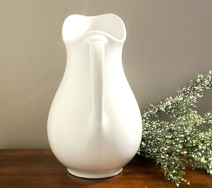 Antique English White Ironstone Pitcher by W & E Corn Burslem, England c. 1800's