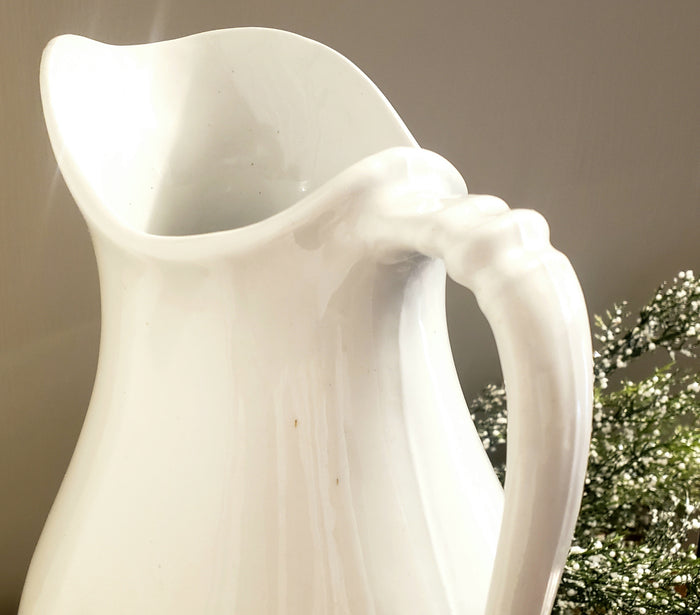 Antique English White Ironstone Pitcher by W & E Corn Burslem, England c. 1800's