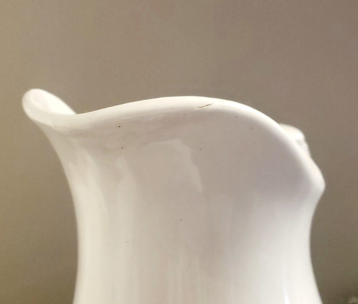 Antique English White Ironstone Pitcher by W & E Corn Burslem, England c. 1800's