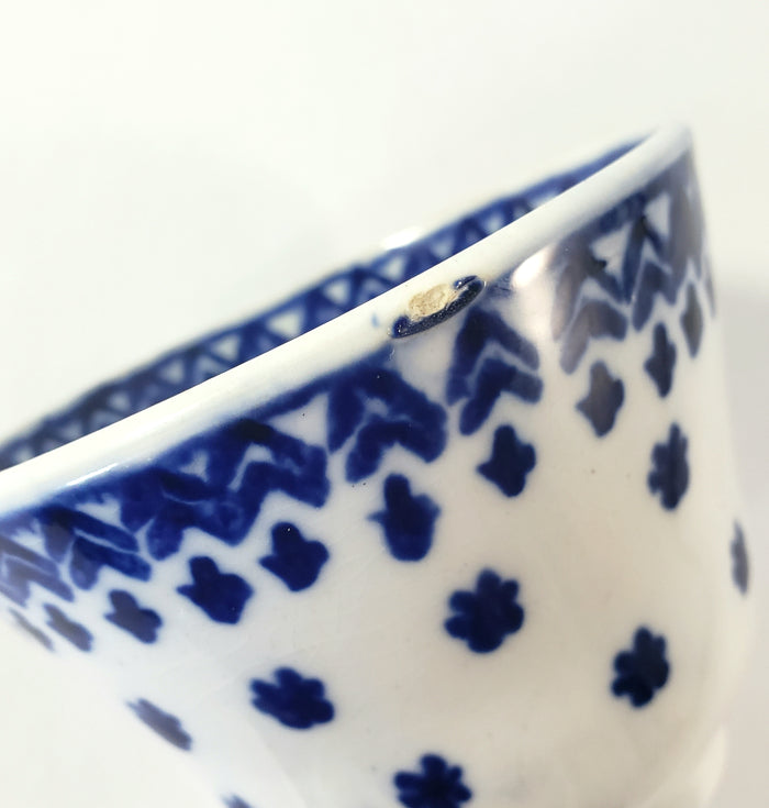 Antique Flow Blue  Handleless Cup & Saucer Amish Snowflake Staffordshire