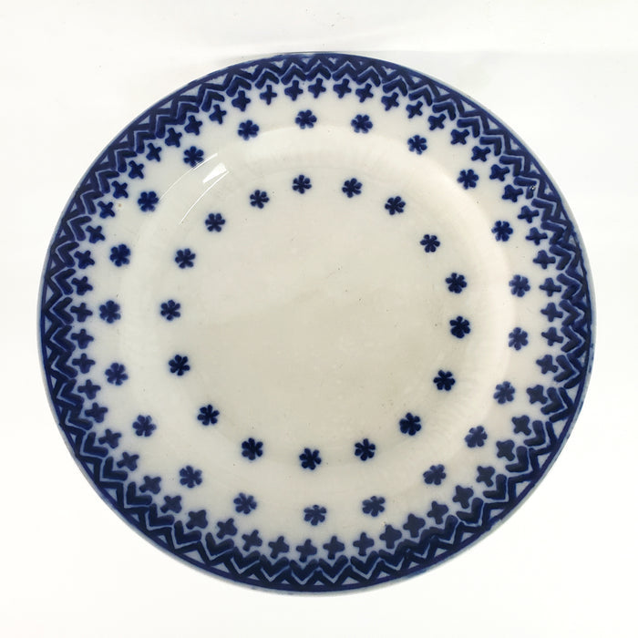 Antique Flow Blue Luncheon Plates "Amish Snowflake" Staffordshire, England
