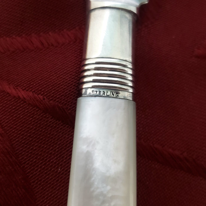 Antique Fruit Knives Mother of Pearl Handles Sterling Ferrule by GORHAM