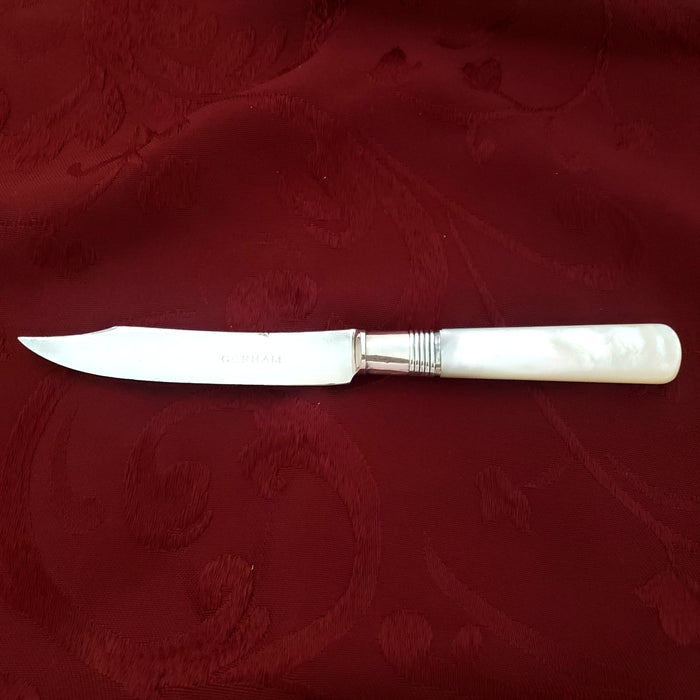 Antique Fruit Knives Mother of Pearl Handles Sterling Ferrule by GORHAM
