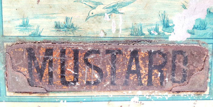 Antique General Store Counter Spice Mustard Bin w/ Litho Nautical Scene