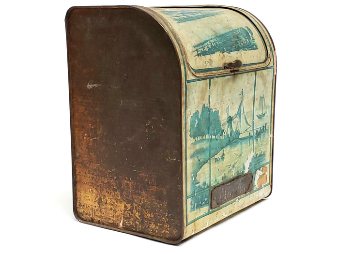 Antique General Store Counter Spice Mustard Bin w/ Litho Nautical Scene