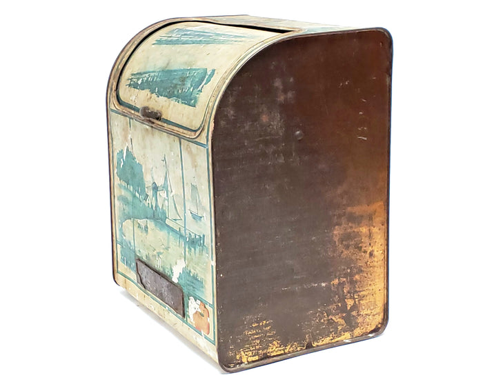Antique General Store Counter Spice Mustard Bin w/ Litho Nautical Scene