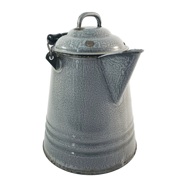 Antique Gray Graniteware Enamelware Chuckwagon Cowboy Coffee Pot 1 Gallon