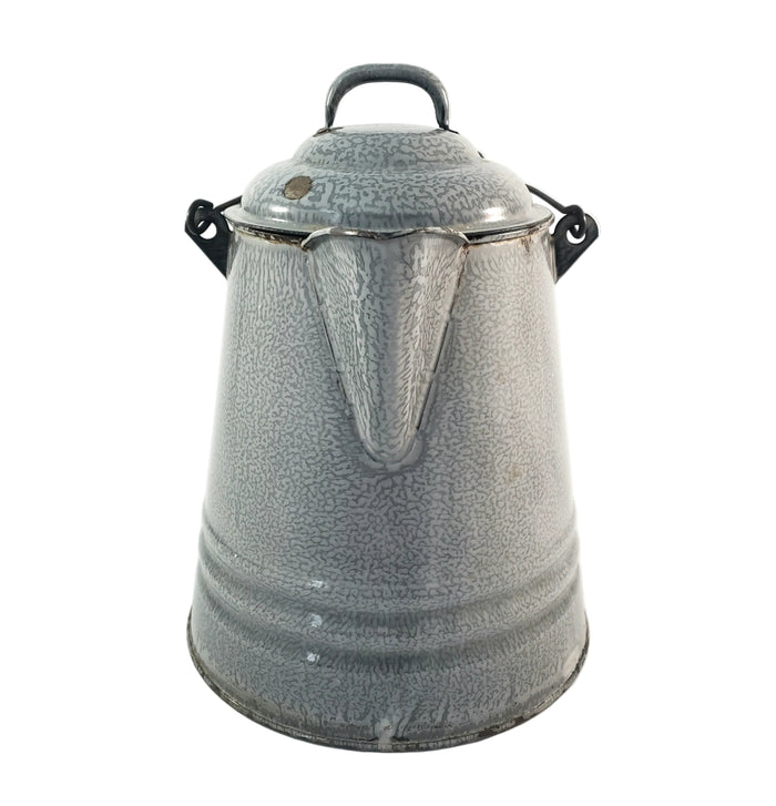 Antique Gray Graniteware Enamelware Chuckwagon Cowboy Coffee Pot 1 Gallon