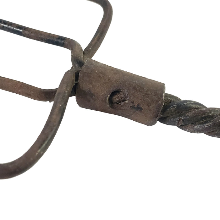 Antique Hand-Forged 4-Tine Hearth Fork Twisted Loop Handle Early Kitchen Tool