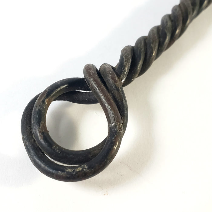 Antique Hand-Forged 4-Tine Hearth Fork Twisted Loop Handle Early Kitchen Tool