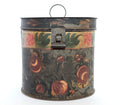 Antique Hand Painted Lidded Toleware Tin Canister 7 1/4"