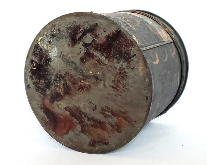 Antique Hand Painted Lidded Toleware Tin Canister 7 1/4"