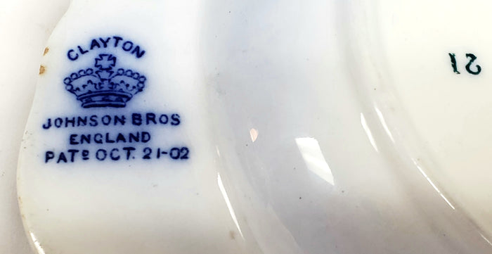 Antique Johnson Brothers Round Covered Butter Dish CLAYTON pattern c 1902