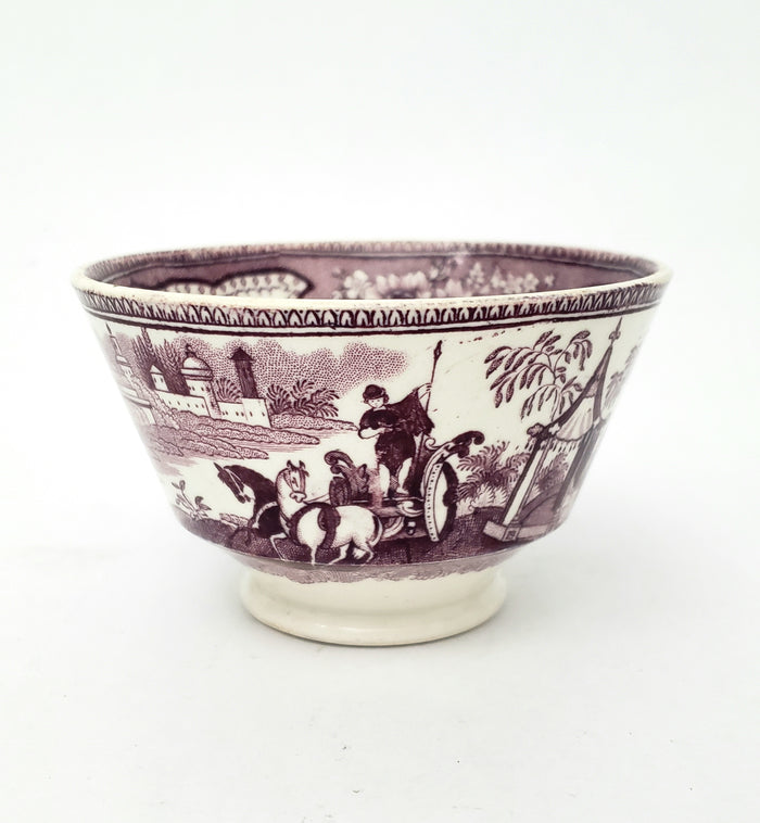 Antique Mulberry Transferware Handleless Cup Palestine #4 Staffordshire England