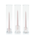 Antique Pink 25cm Taper Candles with Glass Holders and Sleeves Trio - Set of 4 Pack of  4