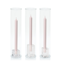 Antique Pink 30cm Dinner Candles with Glass Holders and Sleeves Trio - Set of 4 Pack of  4