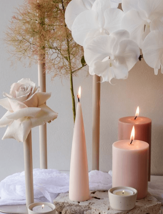 Antique Pink 4cm x 20cm Cone Candle Pack of 1