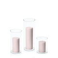 Antique Pink 5cm Pillar in 8cm Glass, Sm - Set of 6