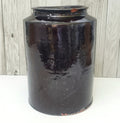 Antique Redware Dark Brown Glazed Storage Jar 9 3/4" Gallon