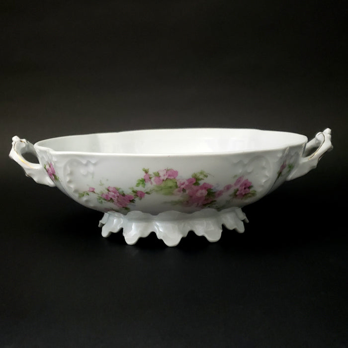 Antique Round Covered Vegetable Serving Bowl by Habsburg #3739 Pink Floral