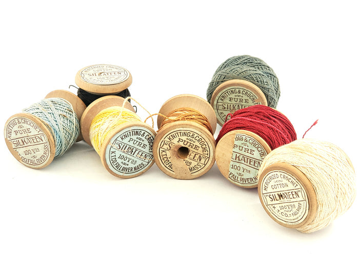 Antique Silkateen Cotton Knitting & Crochet Thread, 16 Spools by K.T. Co. Fall River