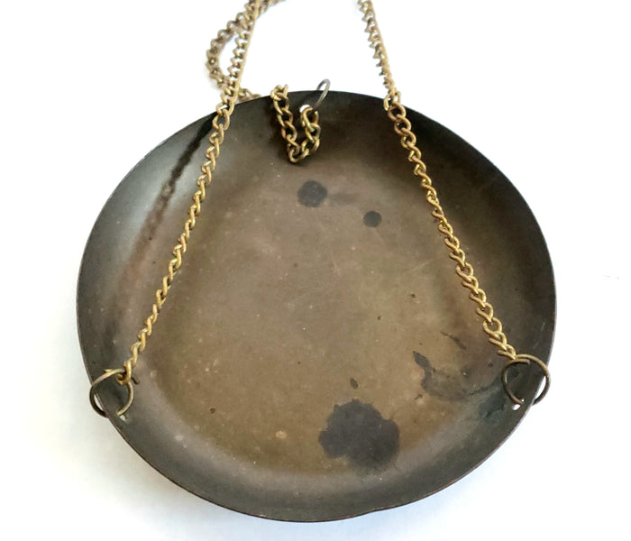 Antique Small Brass Hanging Equal Arm Balance Scale Apothecary, Money