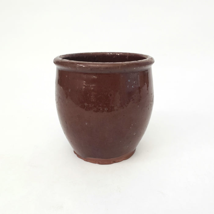 Antique Small Glazed Redware Apple Butter Preserve Crock 4 1/4"