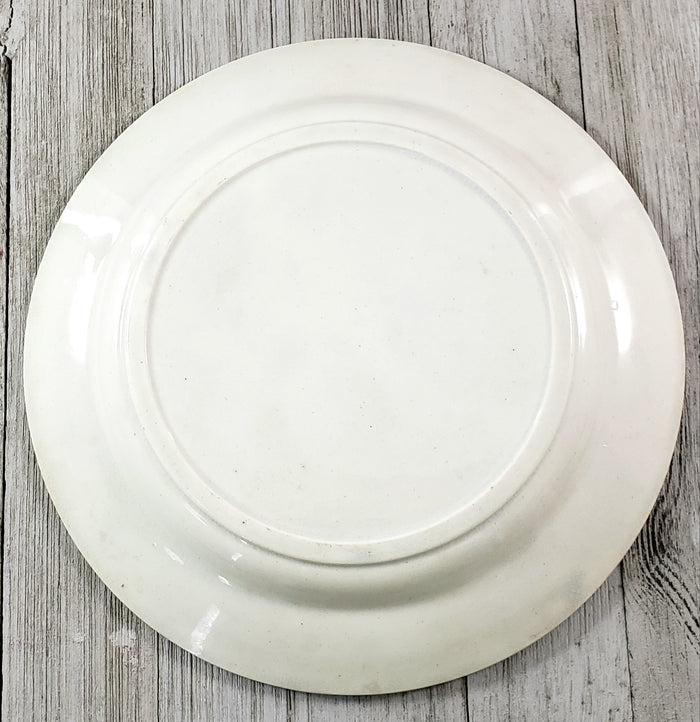 Antique Spongeware Plate 8 5/8" Purple Floral Green Leaves Kitchen Decor