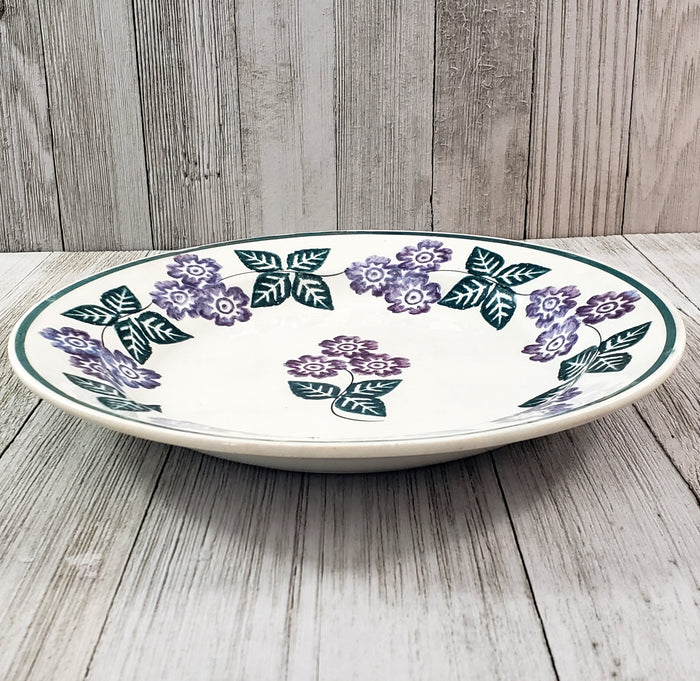 Antique Spongeware Plate 8 5/8" Purple Floral Green Leaves Kitchen Decor