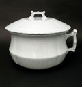 Antique White Ironstone Chamber Pot with Lid Johnson Brothers England Early 1900s