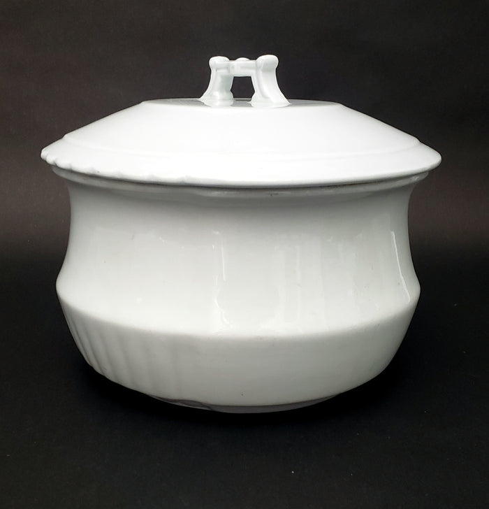 Antique White Ironstone Chamber Pot with Lid Johnson Brothers England Early 1900s