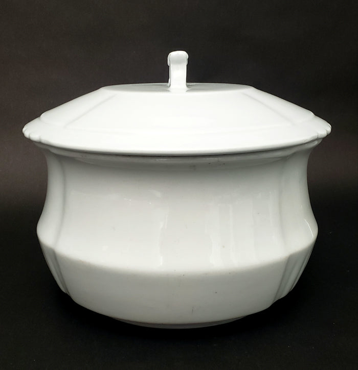 Antique White Ironstone Chamber Pot with Lid Johnson Brothers England Early 1900s